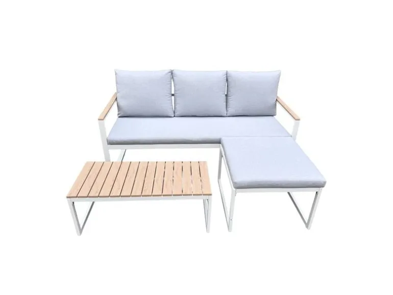 COCON Loungeset Melide, Beige/Grau/Weiss, 3 Sitzplätze