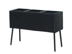 COCON Pflanzentopf 78 x 58 x H26/54 cm, 3 x 1.17 L Schwarz