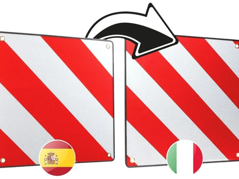 CPC Überhang-Warntafel 2-in-1 Italien + Spanien, 50 × 50 cm