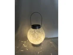 Dameco LED Solar Laterne aus Glas, Weiss