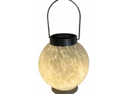 Dameco LED Solar Laterne aus Glas, Weiss