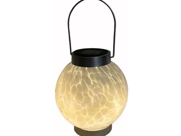 Dameco LED Solar Laterne aus Glas, Weiss