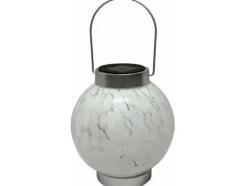 Dameco LED Solar Laterne aus Glas, Weiss