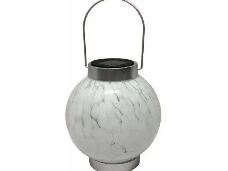 Dameco LED Solar Laterne aus Glas, Weiss