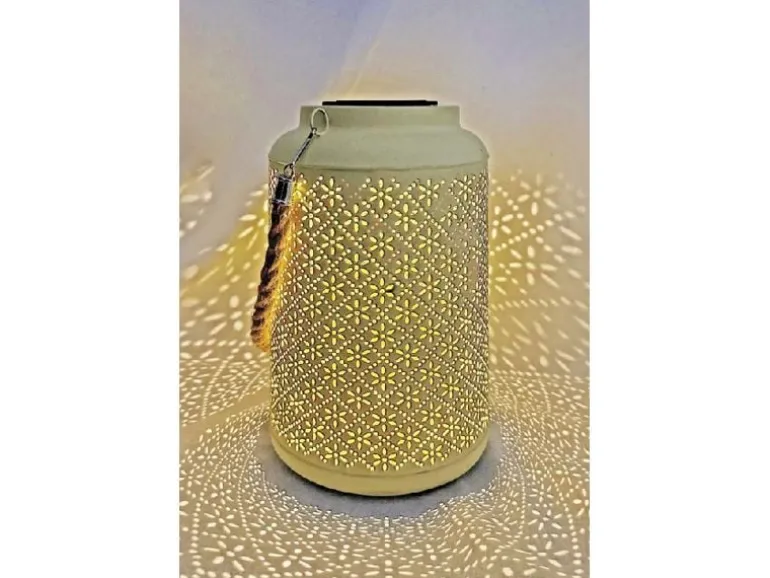Dameco LED Solar Laterne in Gelb aus Metall D15.5 cm H25.5 cm