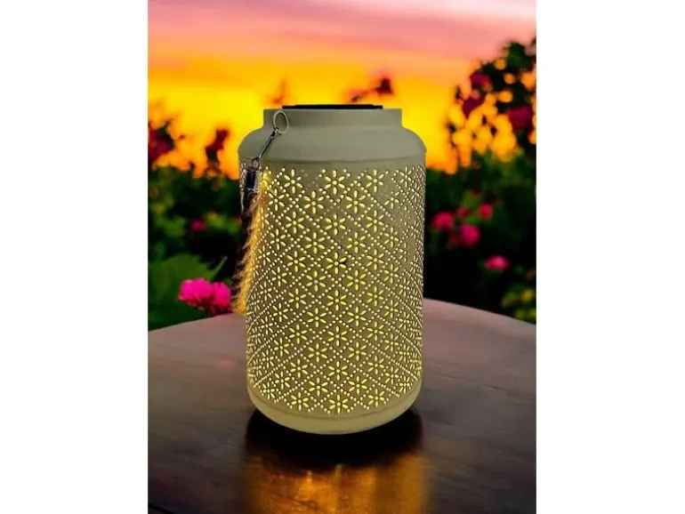 Dameco LED Solar Laterne in Gelb aus Metall D15.5 cm H25.5 cm