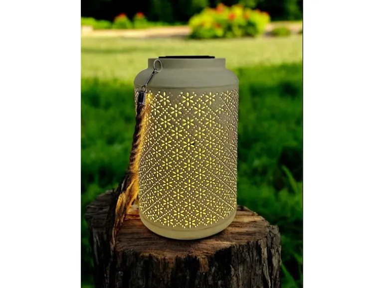Dameco LED Solar Laterne in Gelb aus Metall D15.5 cm H25.5 cm