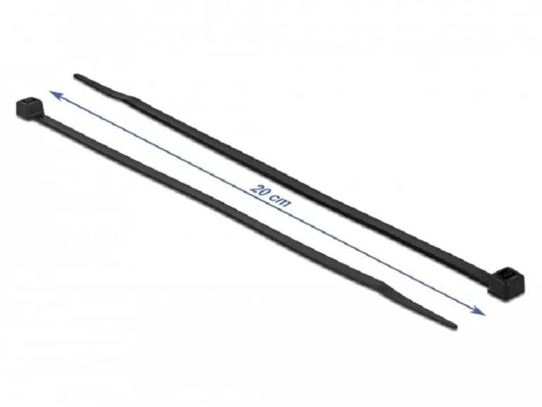 Delock Kabelbinder Schwarz 200 mm x 4.8 mm, 100 Stück
