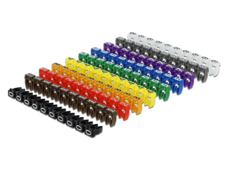Delock Kabelkennzeichnung Clips 0-9 farbig, 10x 10er Sets.
