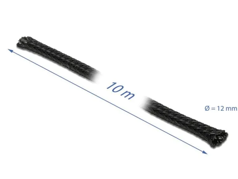 Delock Kabelschlauch 10mx12mm, dehnbar Schwarz