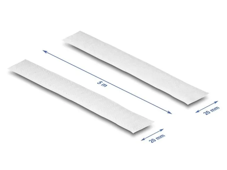 Delock Klettband 5 m x 20 mm mit Haft- und Flauschband Weiss