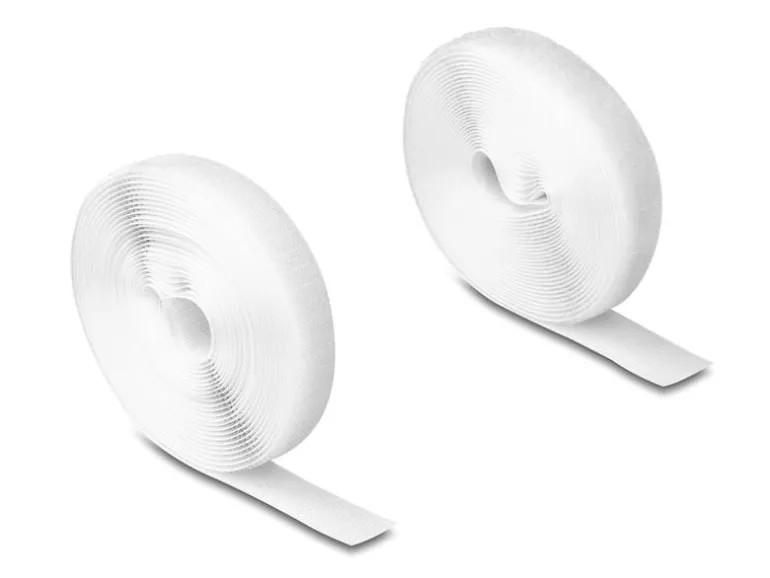 Delock Klettband 5 m x 20 mm mit Haft- und Flauschband Weiss