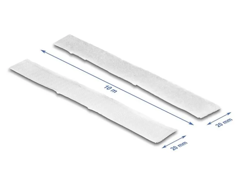 Delock Klettband 5 m x 20 mm mit Haft- und Flauschband, Weiss