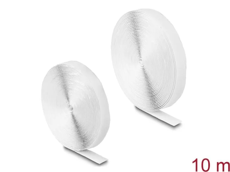 Delock Klettband 5 m x 20 mm mit Haft- und Flauschband, Weiss