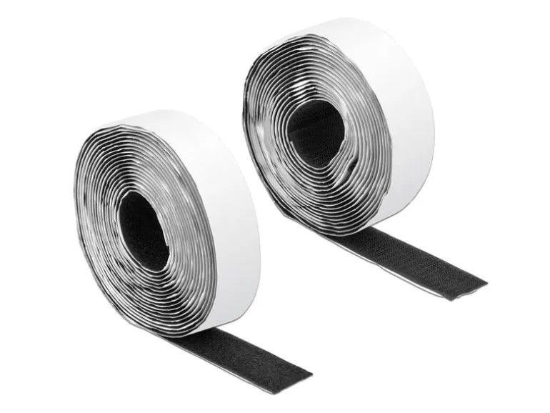 Delock Klettband-Rolle 5m x 25 mm Haft und Flauschband Schwarz