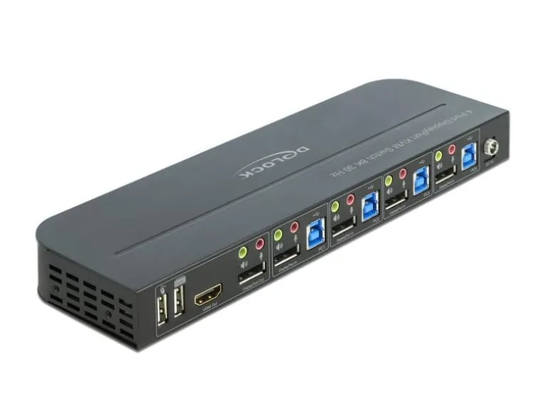Delock KVM Switch 4 Port Displayport mit USB 3.0 und Audio 8k 30Hz
