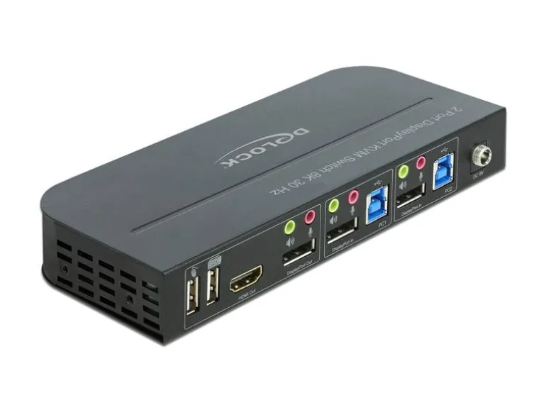 Delock KVM Switch 2 Port Displayport 1.4 mit USB3.0 & Audio 8k 30Hz