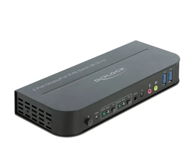 Delock KVM Switch 2 Port Displayport 1.4 mit USB3.0 & Audio 8k 30Hz