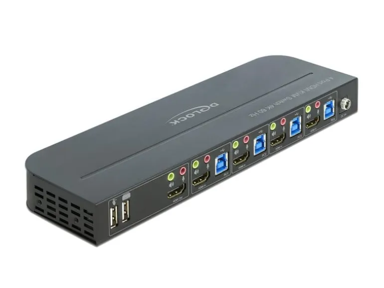 Delock KVM Switch 4 Port HDMI mit USB 3.0 und Audio 4k 60Hz