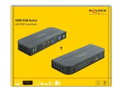 Delock KVM Switch 2 Port HDMI mit USB 3.0 und Audio 4k 60Hz