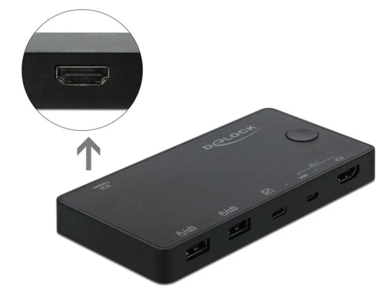 Delock KVM Switch 2 Port HDMI/USB-C 4K/60Hz