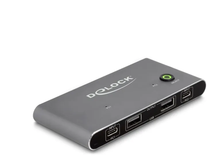 Delock KVM Switch USB-C zu HDMI und DisplayPort 8K MST mit USB 2.0