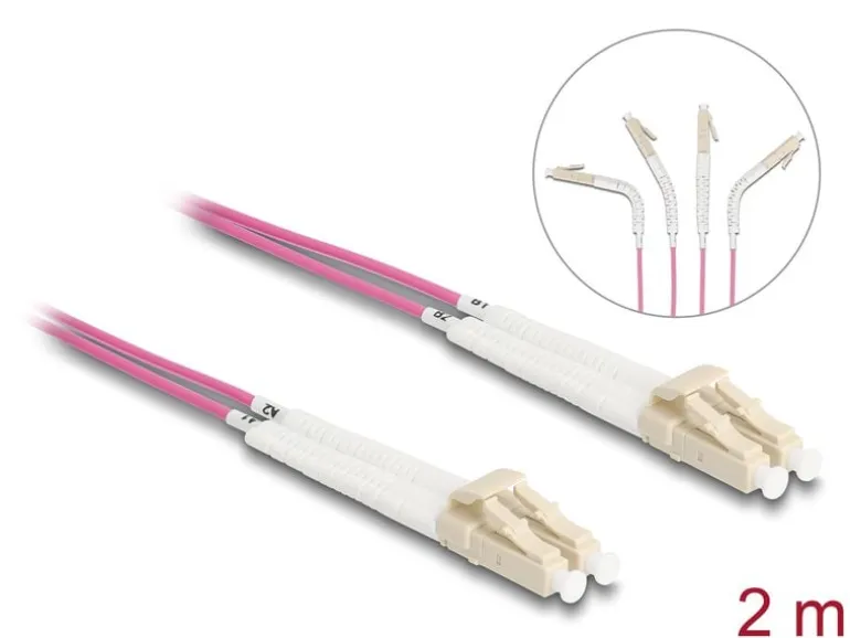 Delock LWL-Patchkabel Multimode LC – LC, OM4, Duplex, 2 m