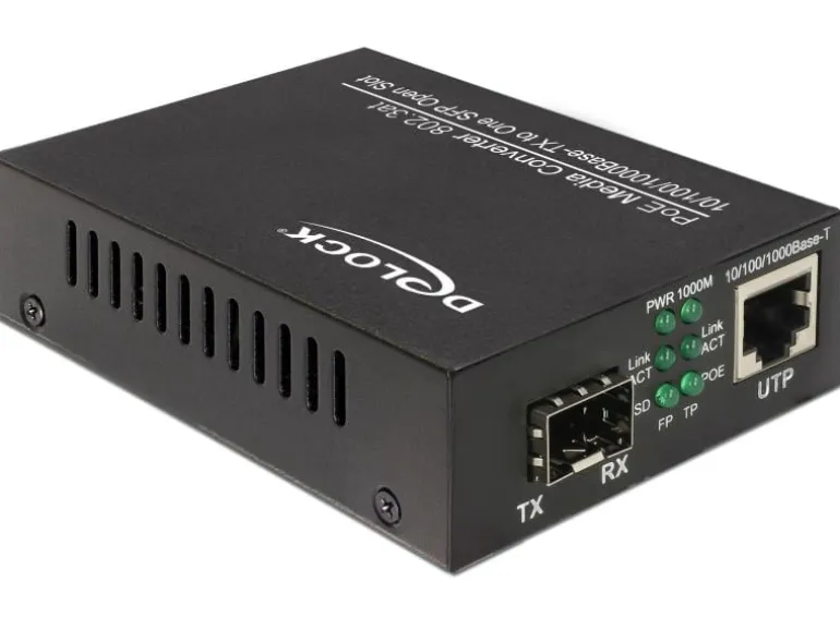 Delock Medienkonverter SFP - RJ45 1Gbps mit PoE+