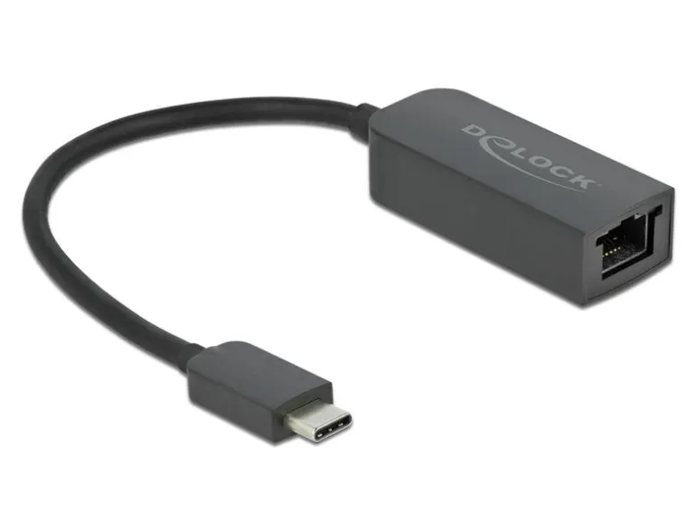 Delock Netzwerk-Adapter USB-C – RJ45 2.5Gbps schwarz, kompakt