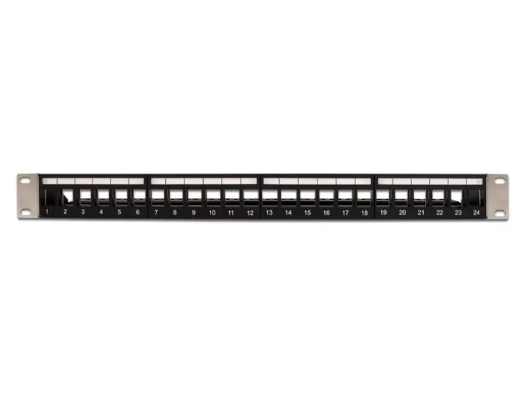 Delock Patchpanel Keystone 24 Port mit Entlastungsschiene 19" Rack