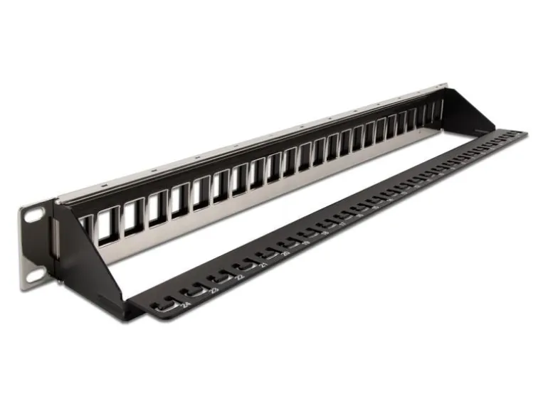 Delock Patchpanel Keystone 24 Port mit Entlastungsschiene 19" Rack
