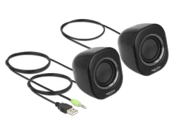 Delock PC-Lautsprecher Mini Stereo 3.5 mm Klinke, USB-Strom Schwarz