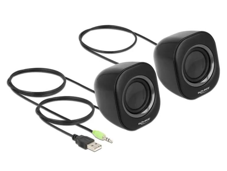 Delock PC-Lautsprecher Mini Stereo 3.5 mm Klinke, USB-Strom Schwarz