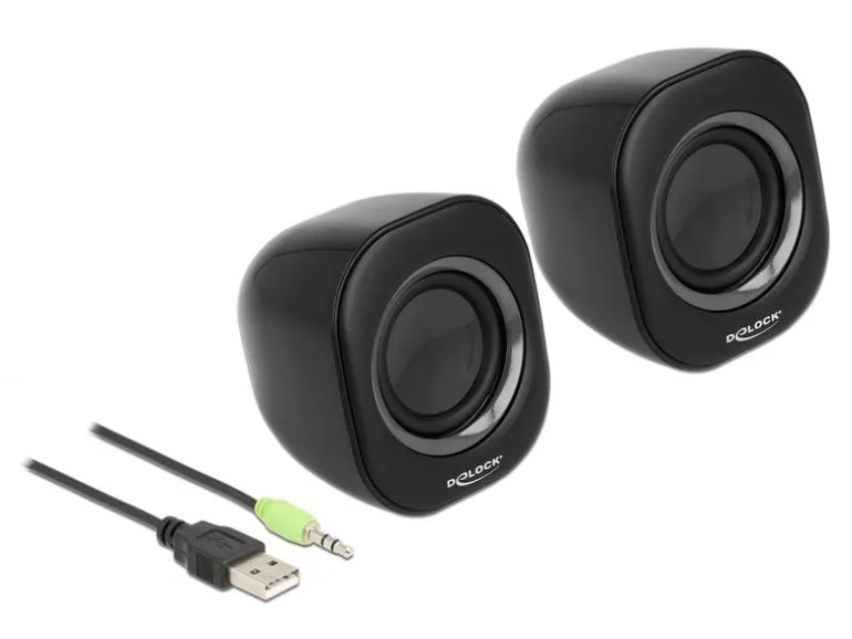 Delock PC-Lautsprecher Mini Stereo 3.5 mm Klinke, USB-Strom Schwarz