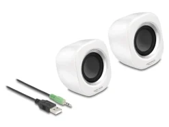 Delock PC-Lautsprecher Mini Stereo 3.5 mm Klinke, USB-Strom Weiss