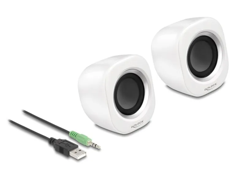 Delock PC-Lautsprecher Mini Stereo 3.5 mm Klinke, USB-Strom Weiss