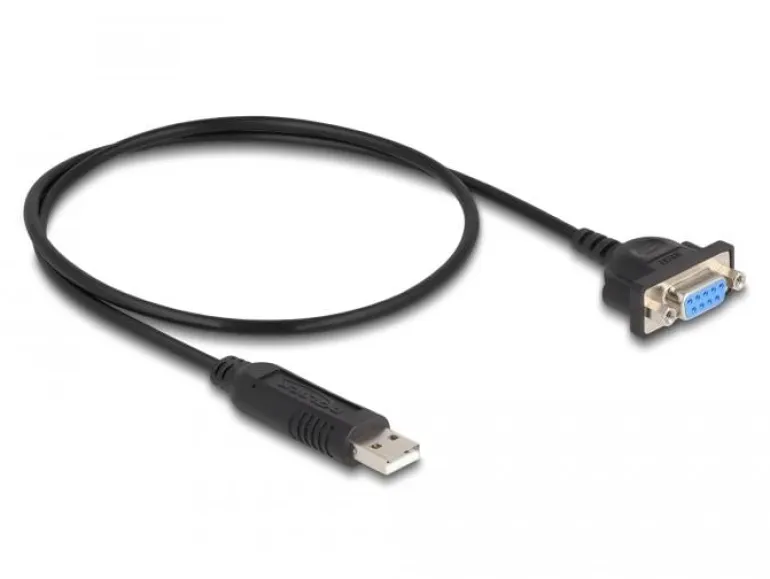 Delock Serial-Adapter USB-A – RS-232 D-Sub 9 Pin mit Muttern -