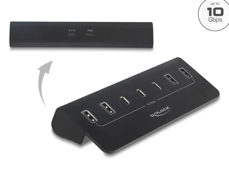 Delock USB Hub 10 Gbps, 3 USB Type-C, 4 USB Typ-A, Metall