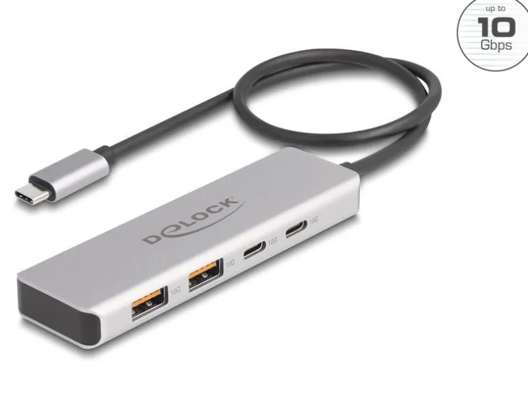 Delock USB-Hub 10 Gbps 2 x USB Typ-A und 2 x USB Type-C