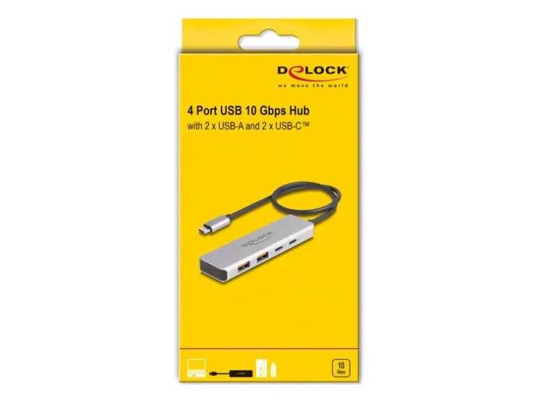 Delock USB-Hub 10 Gbps 2 x USB Typ-A und 2 x USB Type-C