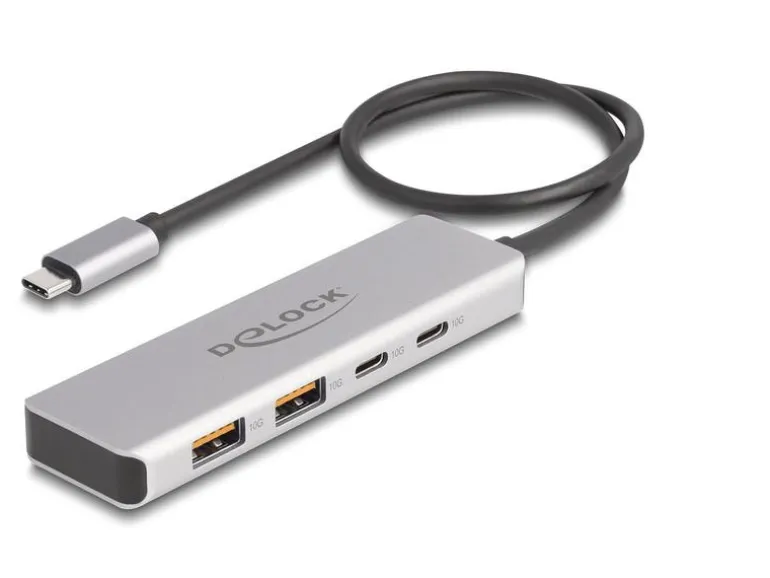 Delock USB-Hub 10 Gbps 2 x USB Typ-A und 2 x USB Type-C