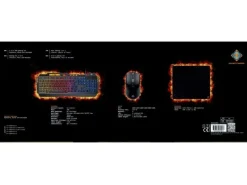 DELTACO Gaming-Tastatur Set GAM-113 V2 3-in-1 RGB Schwarz