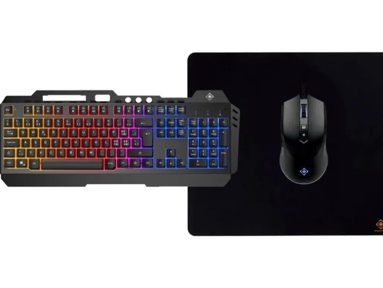 DELTACO Gaming-Tastatur Set GAM-113 V2 3-in-1 RGB Schwarz