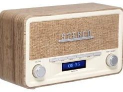 Denver DAB-18 lW DAB+ FM Retro Echtholzgehäuse Bluetooth AUX LCD
