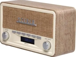 Denver DAB-18 lW DAB+ FM Retro Echtholzgehäuse Bluetooth AUX LCD