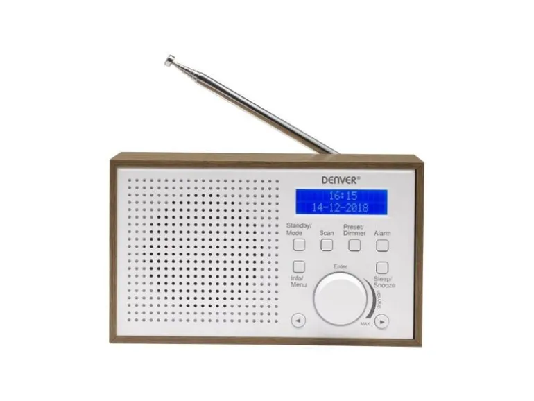Denver DAB-46W DAB+ Bluetooth Retro Design LCD-Display Weckfunktion