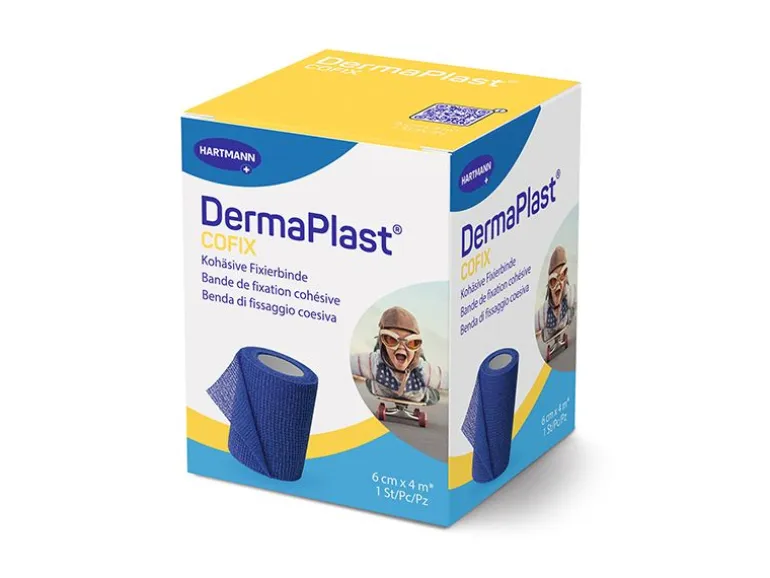 DermaPlast Gazebinde Cofix blau 6 cm x 4 m