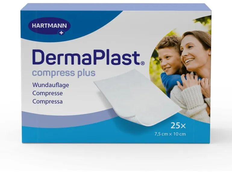 DermaPlast Wundauflage Compress Plus 7.5 x 10 cm, 25 Stück