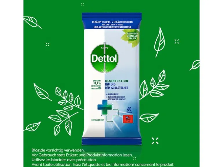 Dettol Desinfektion Hygiene-Reinigungstücher 60 Stück