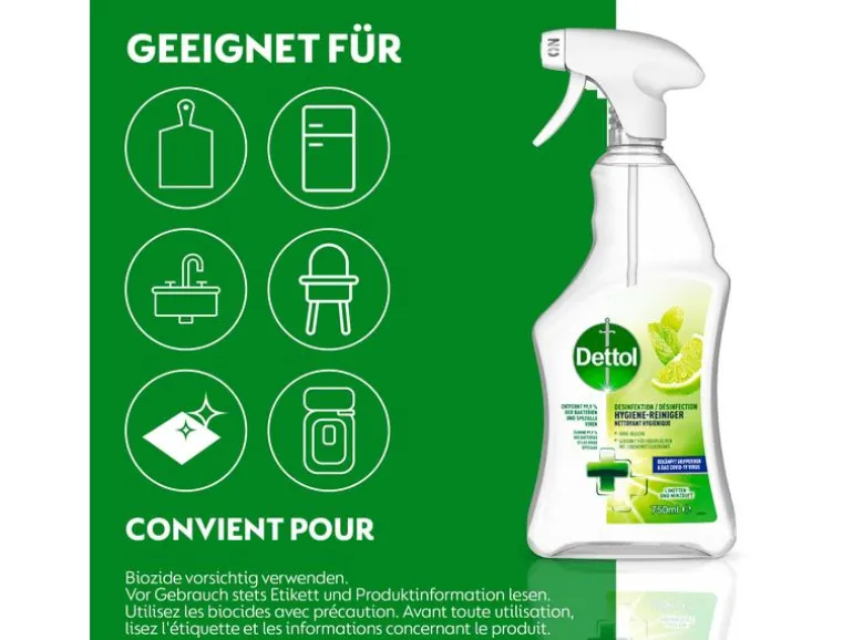 Dettol Desinfektion Hygiene-Reiniger Limetten- & Minze 750 ml